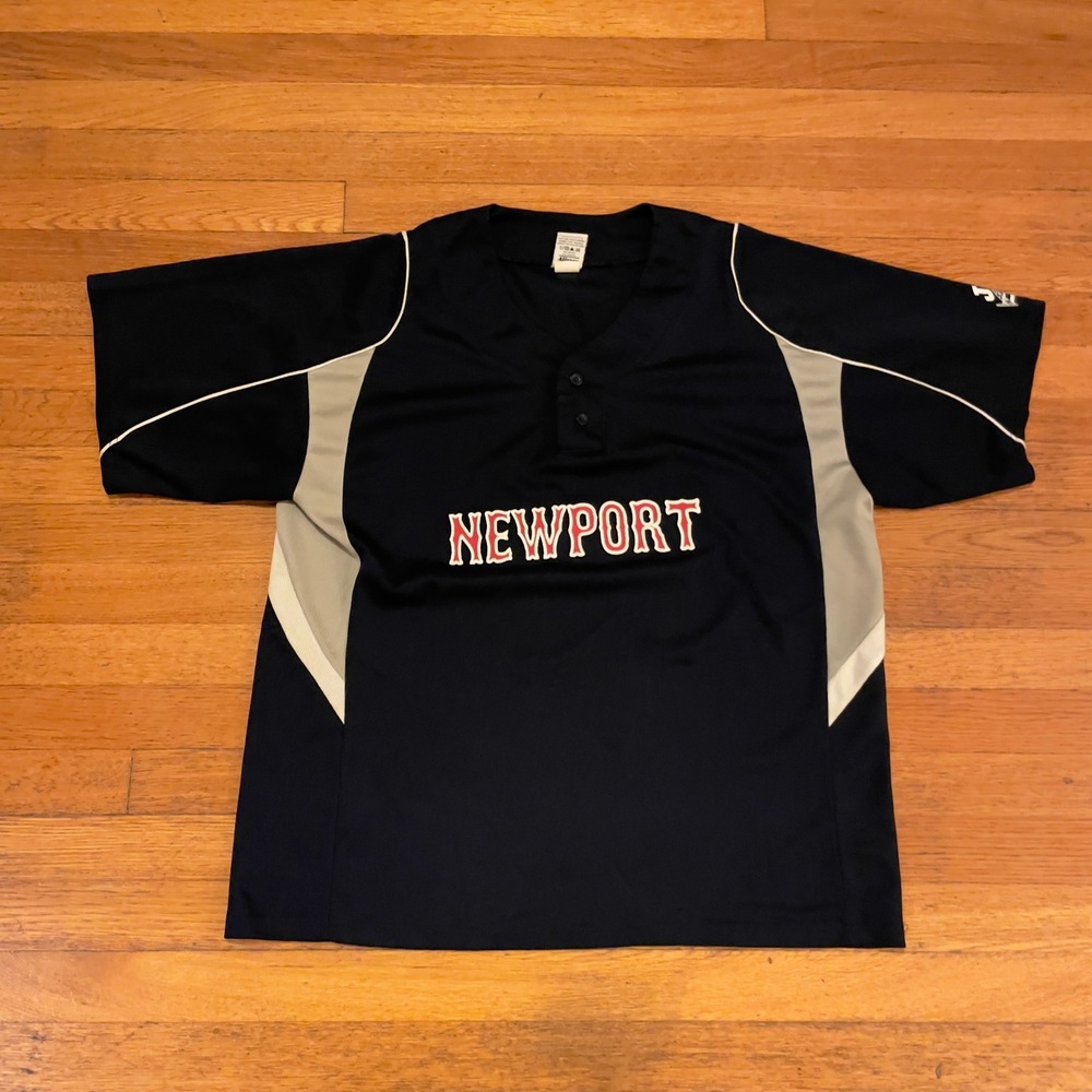 VTG 90s Alleson Athletic Newport Baseball Jersey Number 1‎ Large Navy Red White